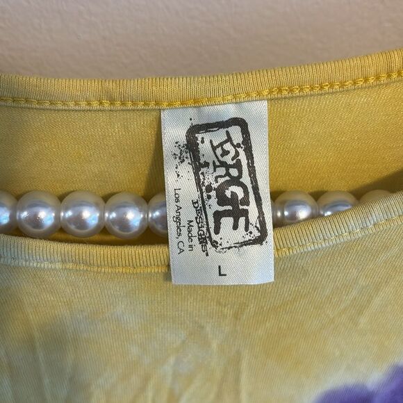 Erge Yellow green Purple Tie-Dye Long Sleeve Top size large - Picture 4 of 5